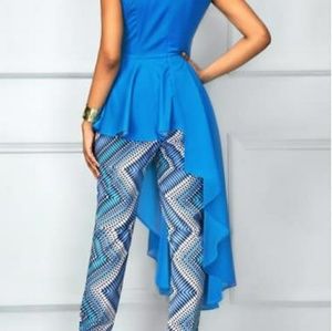 Rowe Blue Round Neck High Low Two piece suit NWOT